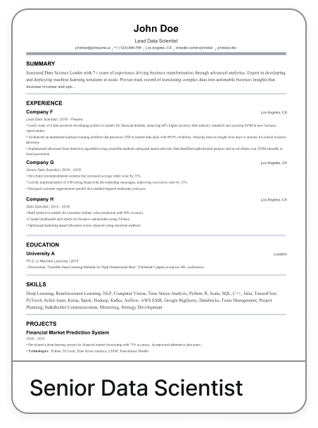 Senior Data Scientist template