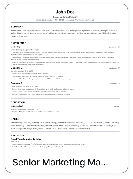 Junior Marketing Specialist template